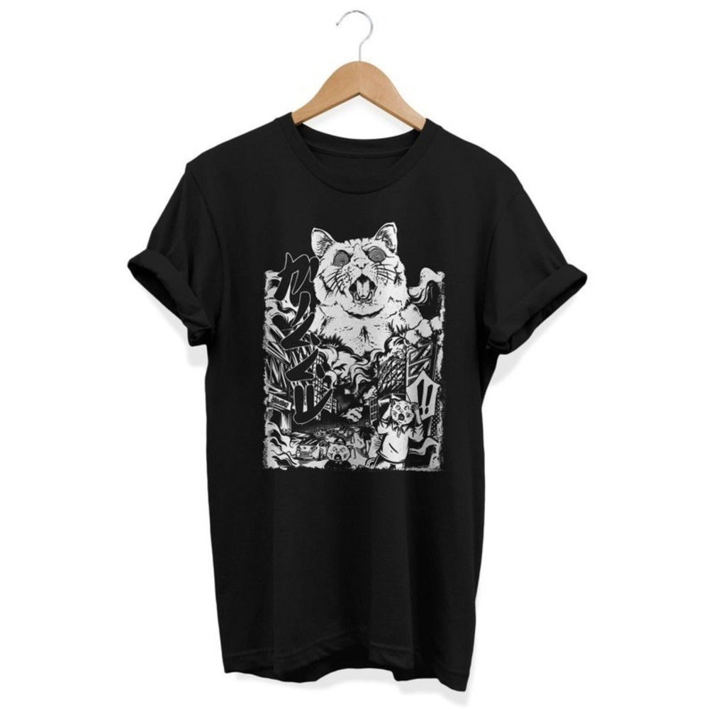 Monster Cat T-shirt Grunge Clothes
